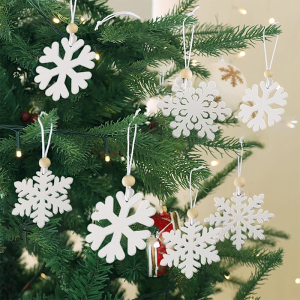 24 Hvide Snefnug Ornamenter Træ Snefnug Jul White
