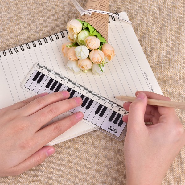 Creative Piano Keyboard Lineal 15cm 6in Musical Terms Black and White onesize