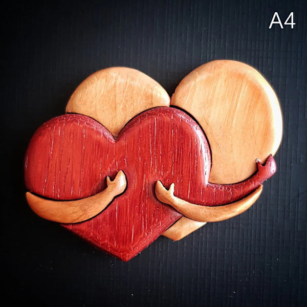 Et kram fra mit hjerte til dig Håndlavet træskærerarbejde Loving Heart A3 one size