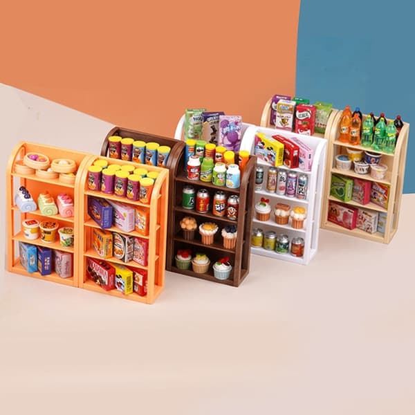 1:12 Dukkehus Miniaturehylde Display Stand Storage Rack Super Coffee oneszie