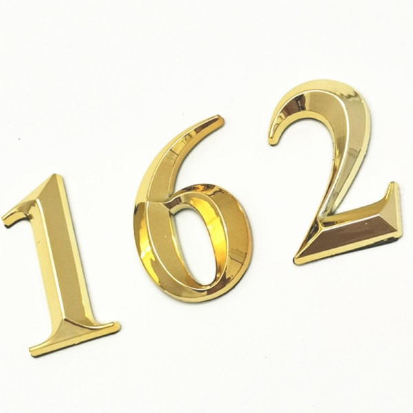 7 cm moderne husnummer plakett Nummer siffer Klistremerke Plate Sig Gold 4