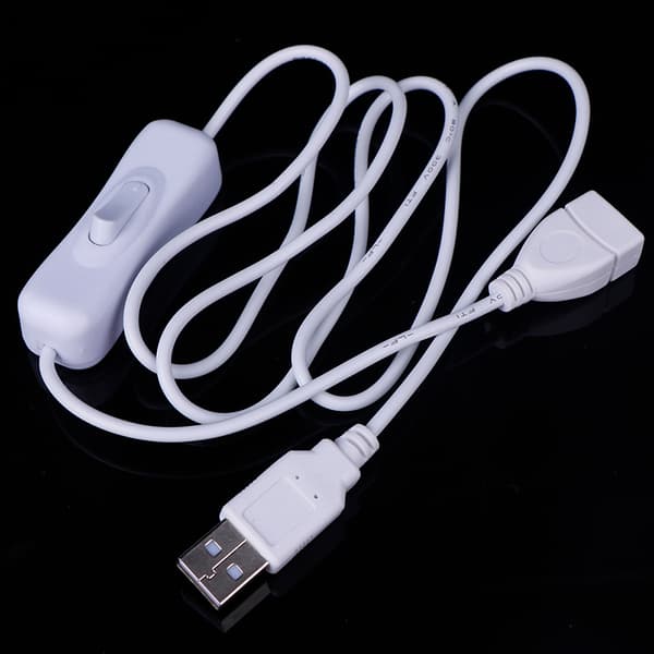 1st 1m USB -kabel med Switch ON/OFF Kabelförlängningsomkopplare för White one size