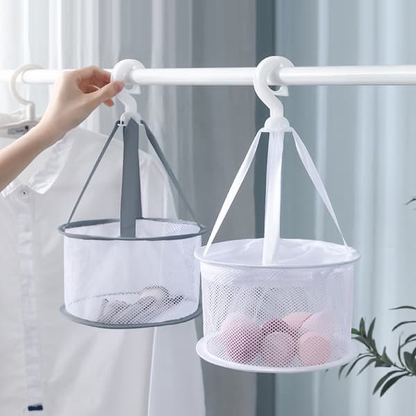 Makeupbørste tørrekurv hængende foldbar net tørrestativ Pink