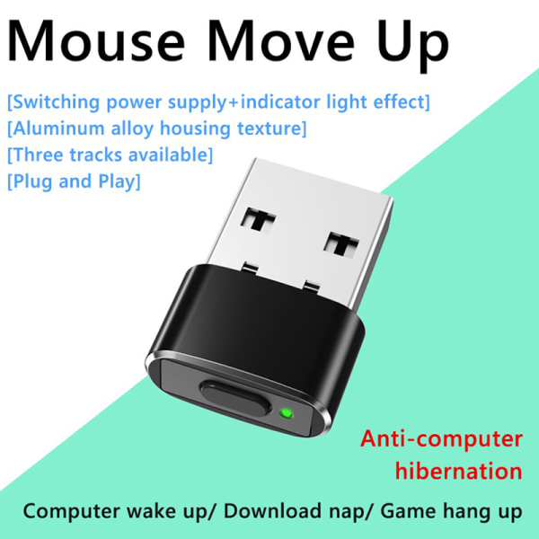 USB Mouse Jiggler Oupptäckbar Mouse Mover med Separat Mode a black