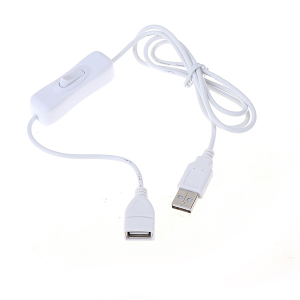 1Pc 1m USB-kabel med Switch ON/OFF Kabelforlængerskifte til White one size