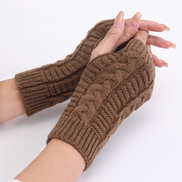 Nye Halvfinger Handsker Kvinde Efterår og Vinter Varme Fingerle Dark gray style 7