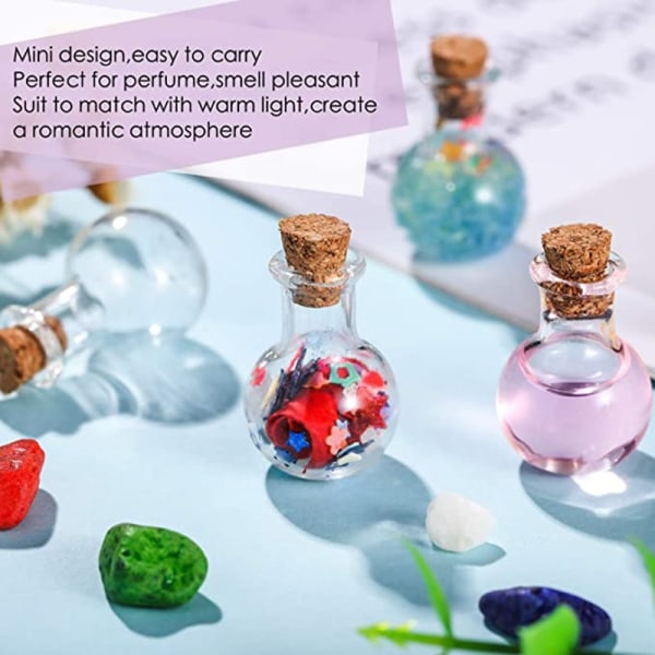 10x Små glassflasker Miniatyrdrikkeflaske Minikorkglass Transparent onesize