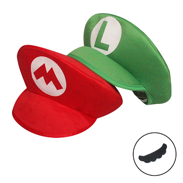 Anime-spill Super Luigi Brothers Cosplay-hatt for voksne og barn Red