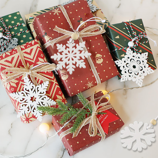 24 Hvide Snefnug Ornamenter Træ Snefnug Jul White
