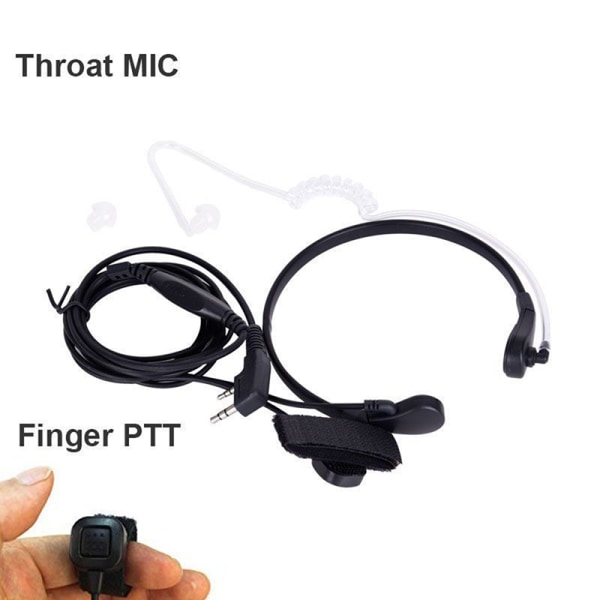 Throat Mic Ørestykke Headset Finger PTT For Baofeng UV5R 888s Ra Black one size