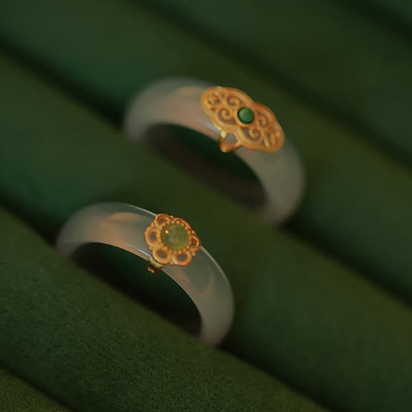 Retro Imiteret Jade Ring Minimalisme Hanfu Matchende Håndpynt 01