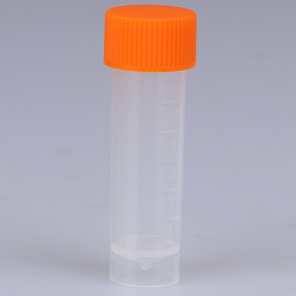 10st Cap provrörsflaska av plast med skruvförsegling Förpackning forts Orange