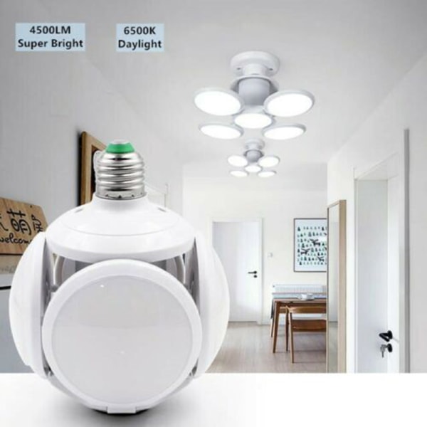 Super Bright LED-lampa Deformerbar garagetaklampa E27 40W A One Size