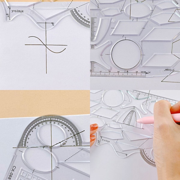Vinkel Geometrisk Tegningsskabelon Cirkel Maker Tegning Lineal Mul Clear A1