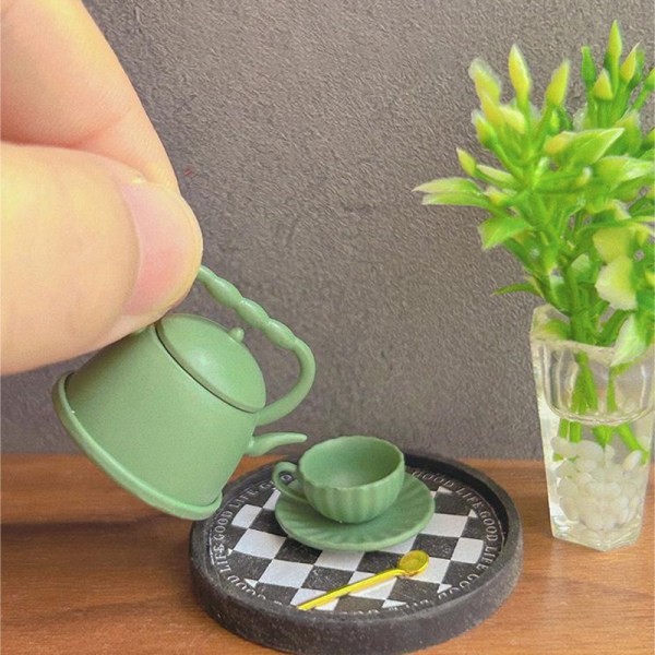 1kpl 1:12 Miniatyyri teekannu teekeitin nukkekodin keittiötarvike Green one size