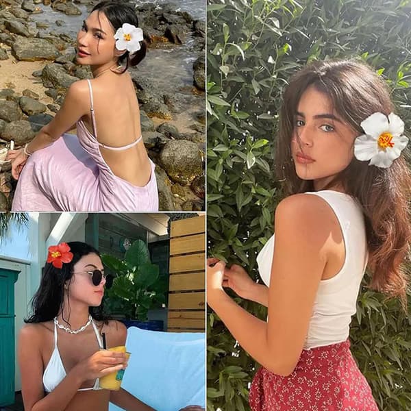 3 STK Hibiskushårklemmer i hawaiisk stil Kunstig blomsterhodeplagg Multicolor