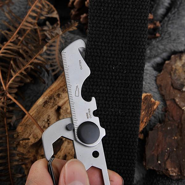 Multifunktions klätterkarbin EDC nyckelring Gear Outdoor Tool Silver one size