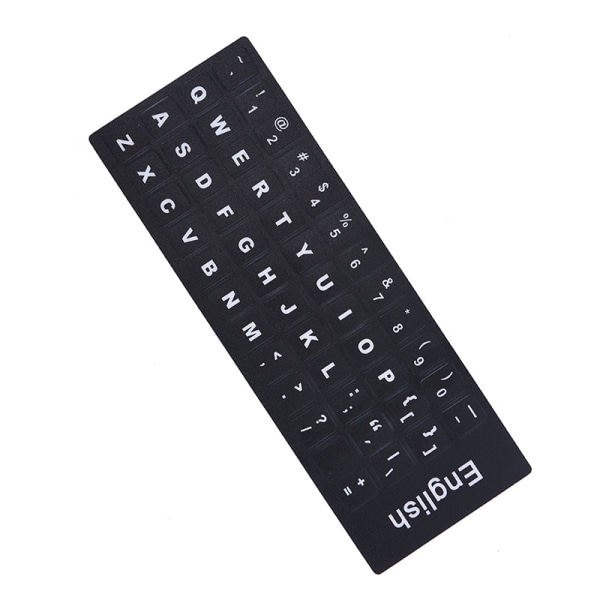 Engelske tastaturerstatningsklistremerker hvitt på svart Enhver PC Com Black 2pcs