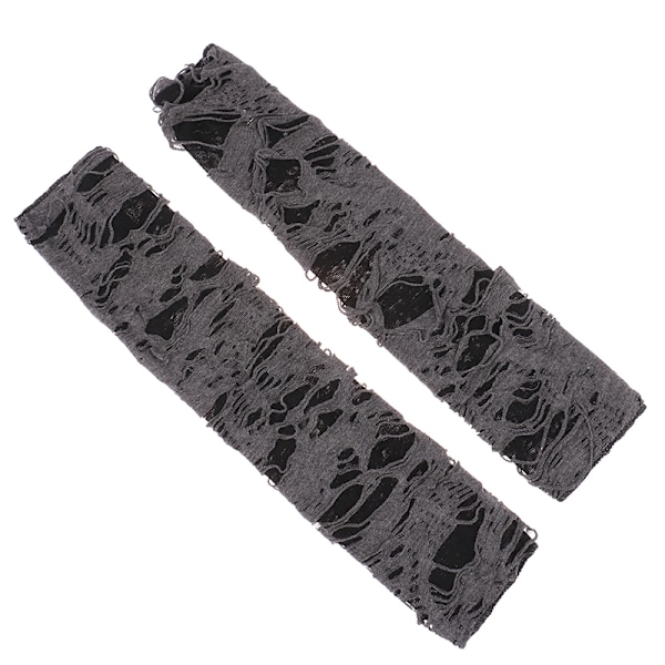 1 par gotiska fingerlösa handskar Halloween svarta rivna hål black