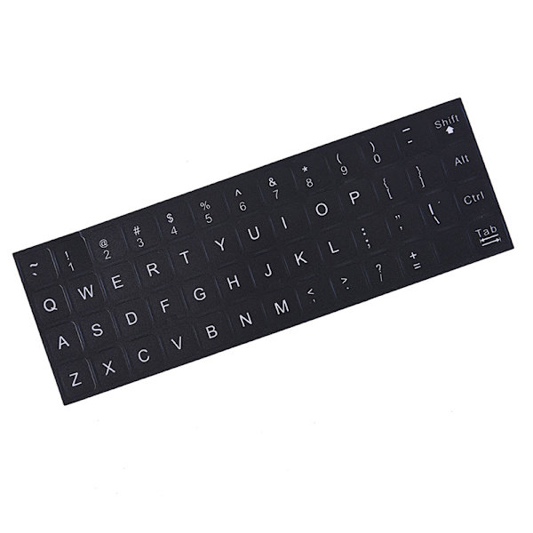 Engelske tastaturerstatningsmærkater hvid på sort Enhver PC Com Black Light