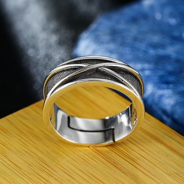 Retro Time Space Goku Black Ring Punk Gotisk Åpen Ring For Menn OneSize