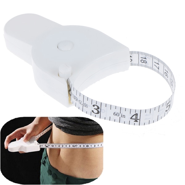 2 stk. kropsmålebånd til måling af taljediæt vægttabspasning White 2Pcs