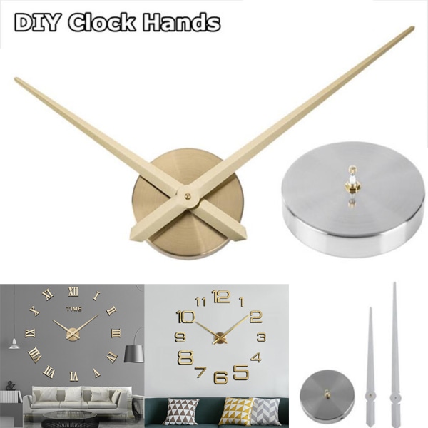 Suuri kvartsimekanismi kello s kädet DIY iso seinäkello Gold One Size