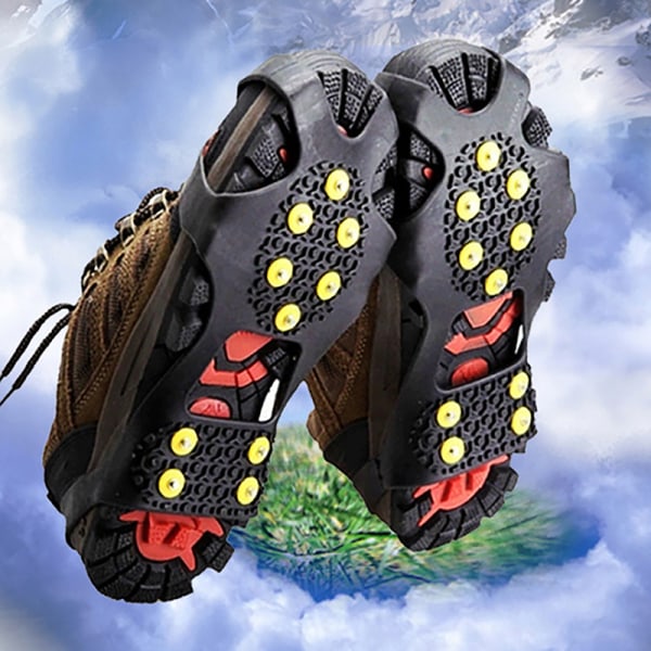 10-studs Snow Ice Claw Klatring Anti-Slip Spikes Grips Crampon C black S