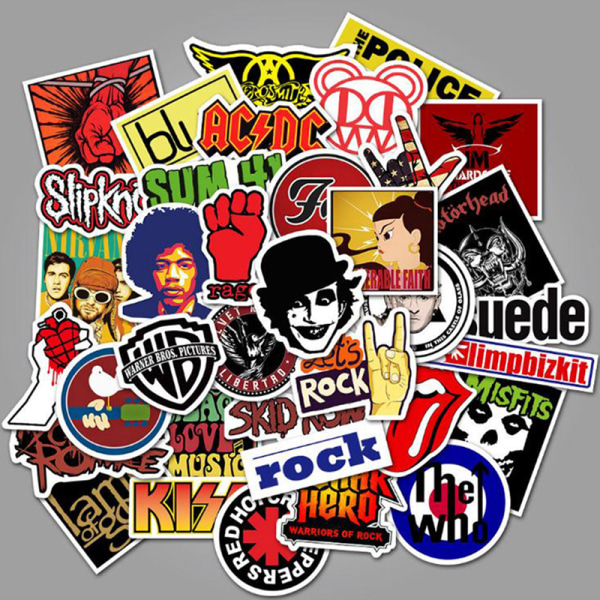 50 stk Rock Band klistremerke Graffiti Gitar Laptop Skateboard Lugga One Size