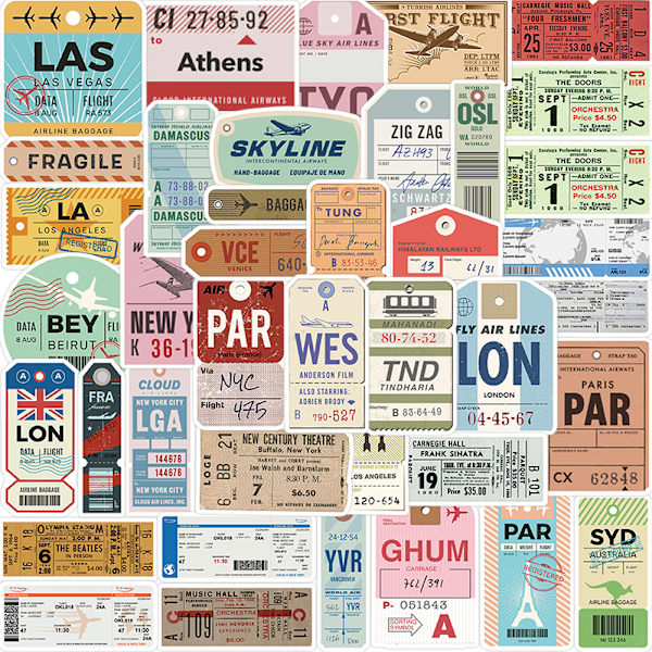 40 stk Retro Traveling Boarding Check Graffiti Stickers Bagage Multicolor one size