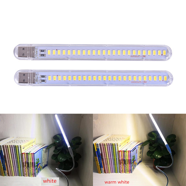 2stk 5V 12W USB LED Nattlys 24 LEDs USB Lesebordlampe white 2pcs