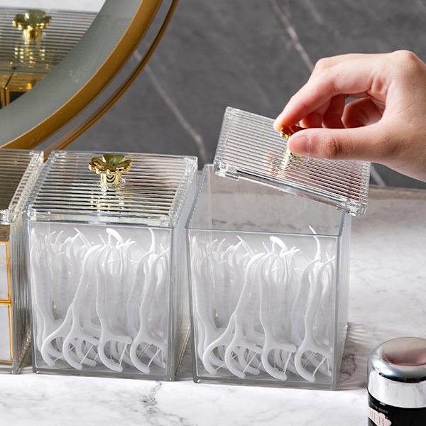 Makeup Opbevaring Organizer Badeværelse Krukke Bomuldspinde Opbevaringsboks S Transparent one size