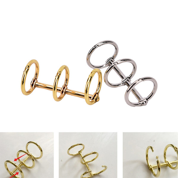 1X Metal Notebook Lösblad Binder Ring Snap Album Spli Gold 1pc