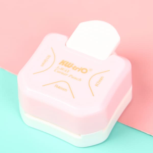 Mini Corner Round Punch 3 Way Corner ter DIY Round Edgers Tri Pink ONE SIZE