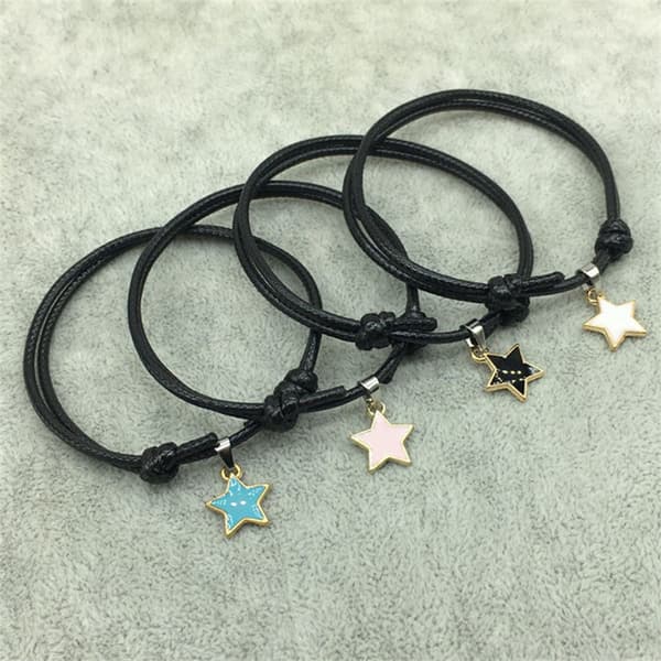 2 st/set Mode Pararmband Svart Rep Stjärnhjärthänge A2