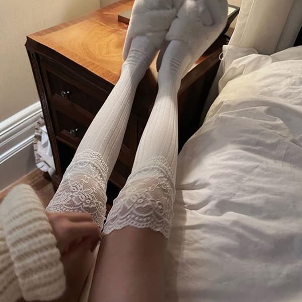 Trendiga avslappnade vintervarma enfärgade elastiska Jk-strumpor White one size