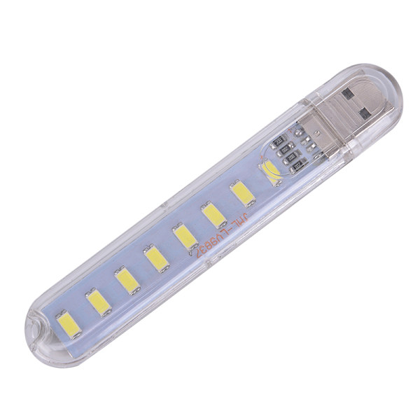 Mini LED Bärbar 5V 8 LED USB Belysning Dator Mobil Power L White