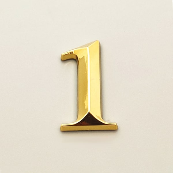 7 cm moderne husnummer plakett Nummer siffer Klistremerke Plate Sig Gold 1