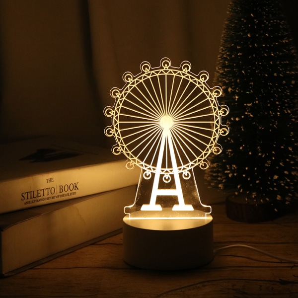 3D-plate LED-lampe Creative Night Lights Novelty Illusion Night Warm White A3