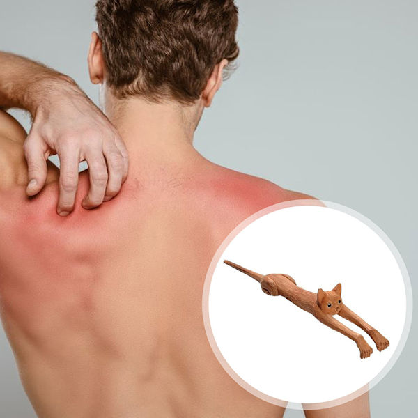 Katteformet rygkløer håndholdt træ rygmassage manuel B one size