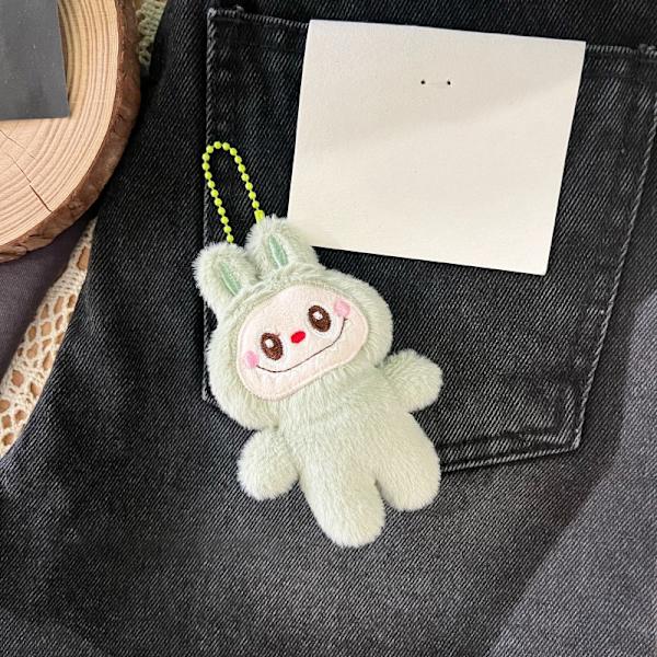 Labubu Plysch Leksak Nyckelring Cartoon Monster Dockan Hänge Bil Green