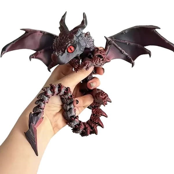 3D-printad drake med vingar, bevingad vagnsdrake, figur Ar A2