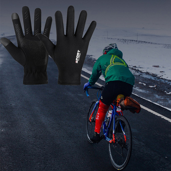 Män Vinter Vattentät Cykelhandskar Sport Running Motorcykel Black Thin  Large