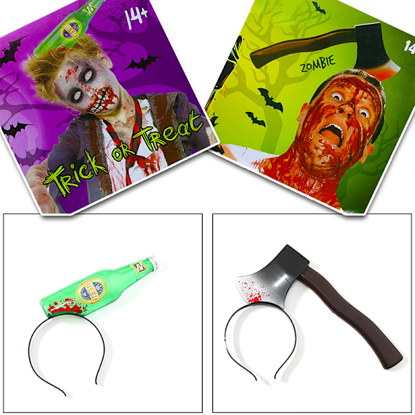 Halloween hårbøjle horror blod økse save gotisk pandebånd rekvisit A3