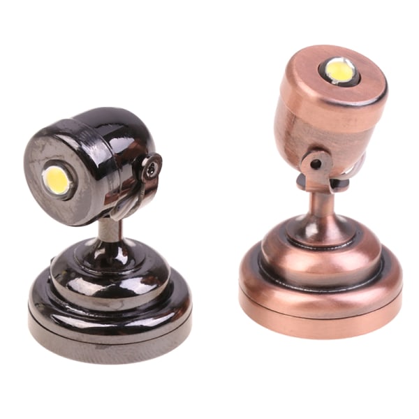 1:12 Dukkehus Miniatyr LED-lampe Vegglampe Radium Spotlight m/ Dark Bronze one size