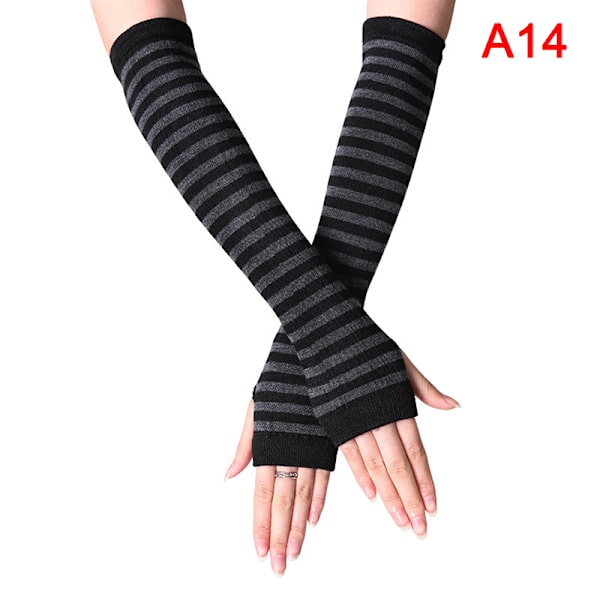 Y2K Fashion Naisten Tytöt Raidalliset kyynärpäähanskat Lämpimät neulotut pitkät A13 One Size