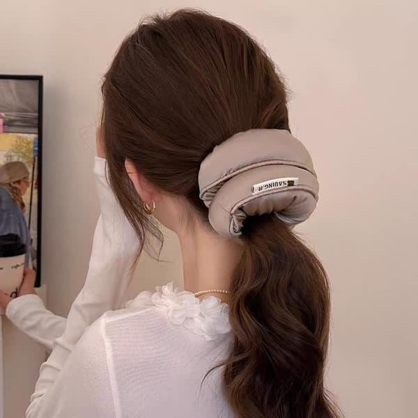 Sponge Sleep Elastisk Hårelastik Hårscrunchies Til Kvinder Beige