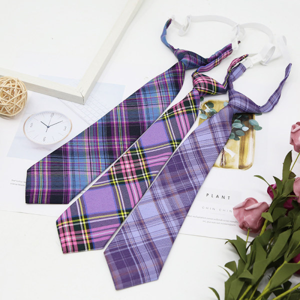 Skjorte Slips Dame College Style JK Plaid Uniform Avtagbar C A7 one size
