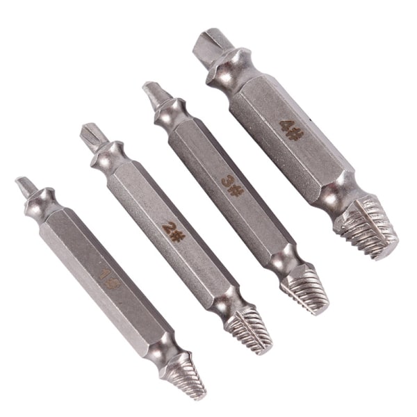 4st Speed Out Screw Extractor Borr med Box Bits Verktyget trasigt Silver 4pcs