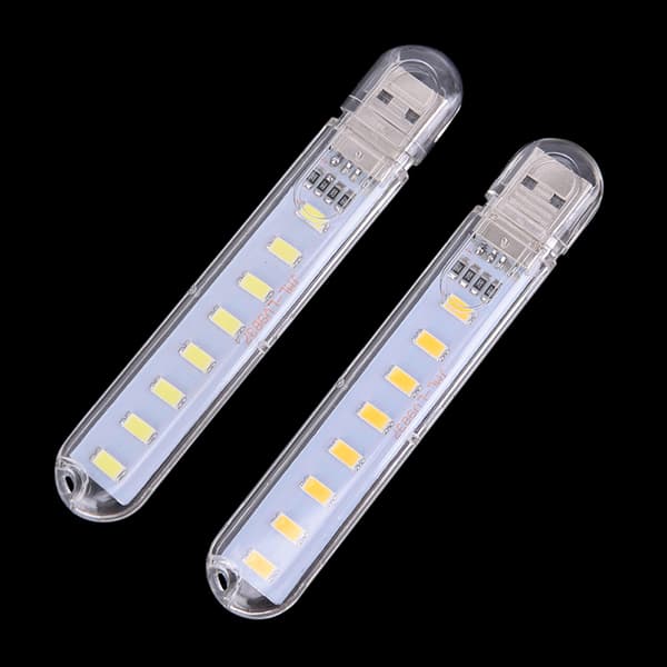 Mini LED bærbar 5V 8 LED USB-belysning Computer Mobile Power L White